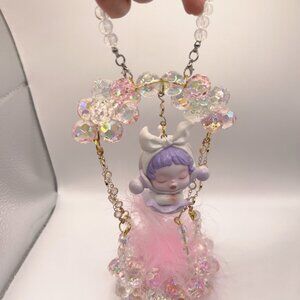 Handmade Beaded Car Hanging Charm with Cartoon Pendant